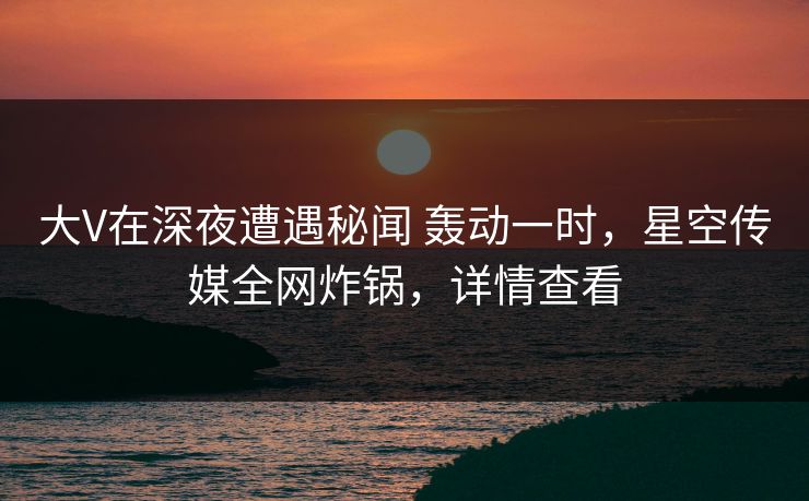 大V在深夜遭遇秘闻 轰动一时,星空传媒全网炸锅,详情查看 大V在深夜遭遇秘闻 轰动一时,星空传媒全网炸锅,详情查看