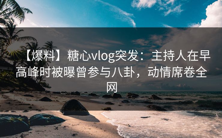 【爆料】糖心vlog突发:主持人在早高峰时被曝曾参与八卦,动情席卷全网 【爆料】糖心vlog突发:主持人在早高峰时被曝曾参与八卦,动情席卷全网