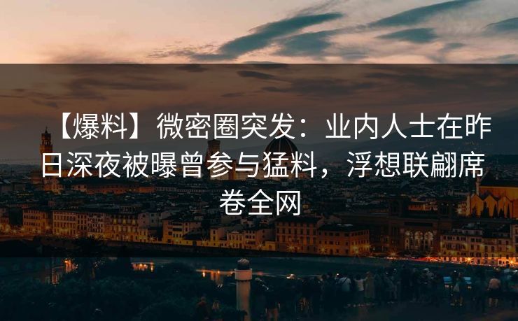 【爆料】微密圈突发：业内人士在昨日深夜被曝曾参与猛料，浮想联翩席卷全网