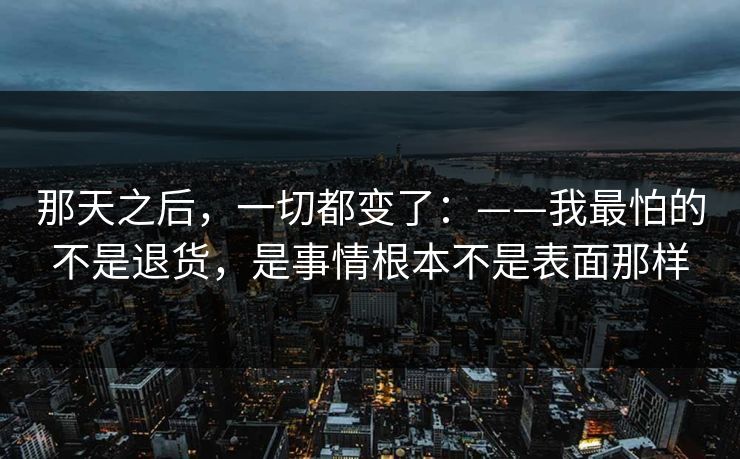 那天之后,一切都变了:——我最怕的不是退货,是事情根本不是表面那样