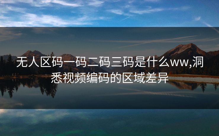 无人区码一码二码三码是什么ww,洞悉视频编码的区域差异 无人区码一码二码三码是什么ww,洞悉视频编码的区域差异