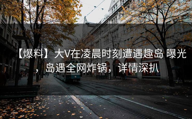 【爆料】大V在凌晨时刻遭遇趣岛 曝光，岛遇全网炸锅，详情深扒