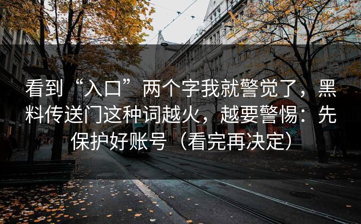 看到“入口”两个字我就警觉了，黑料传送门这种词越火，越要警惕：先保护好账号（看完再决定）